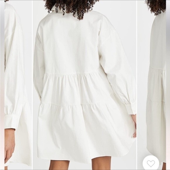 En Saison Poplin Mini Dress Tiered Baby Doll Oversized Off White Cotton M - Picture 4 of 12